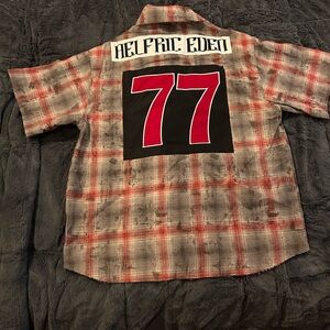 Aelfric Eden Red and Gray Plaid Casual Shirt.